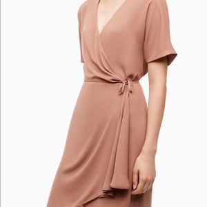 Babaton wallace dress in nutmeg color